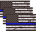 3 Pack Reflective New Tattered Thin Blue Line US Flag Decal Stickers | Compatible with Cars & Trucks, 5" x 2.7" American USA Flag Decal Sticker Honoring Police Law Enforcement Vinyl Window Bumper Tape