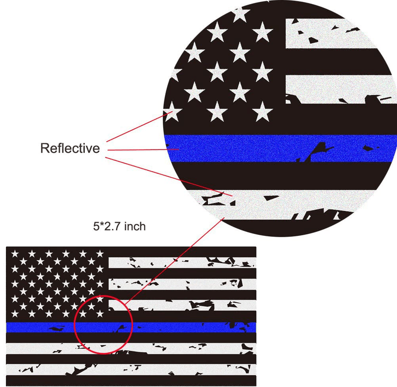 3 Pack Reflective New Tattered Thin Blue Line US Flag Decal Stickers | Compatible with Cars & Trucks, 5" x 2.7" American USA Flag Decal Sticker Honoring Police Law Enforcement Vinyl Window Bumper Tape  CREATRILL   