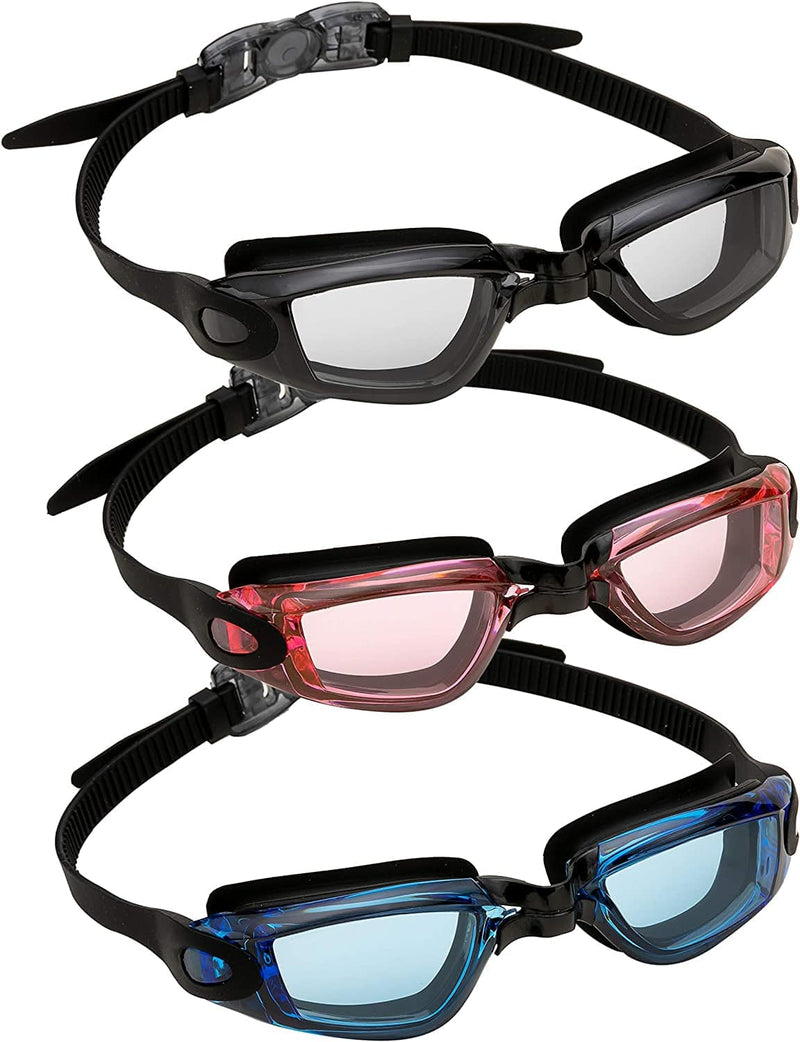 3 Pack Swim Goggles, Swimming Goggles for Adult Men Women Teens Youth