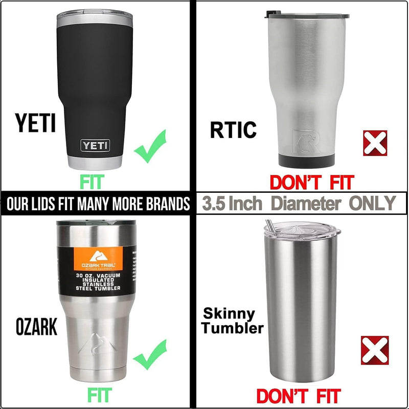 3 Pack Tumbler Lid for 30 Oz Yeti Rambler, Ozark Trails and More Travel Cup, Sliding Splash Proof and Straw Friendly- 30 Ounce