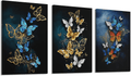 3 Panels Black and White Canvas Wall Art Bathroom Decor Gold Blue Butterfly Flower Poster Abstract Prints Paintings Artwork Framed Ready to Hang Modern Home Decoration For Kitchen Living Room Bedroom Home & Garden > Decor > Artwork > Posters, Prints, & Visual Artwork ARYTVOI C 12x16inchx3pcs 