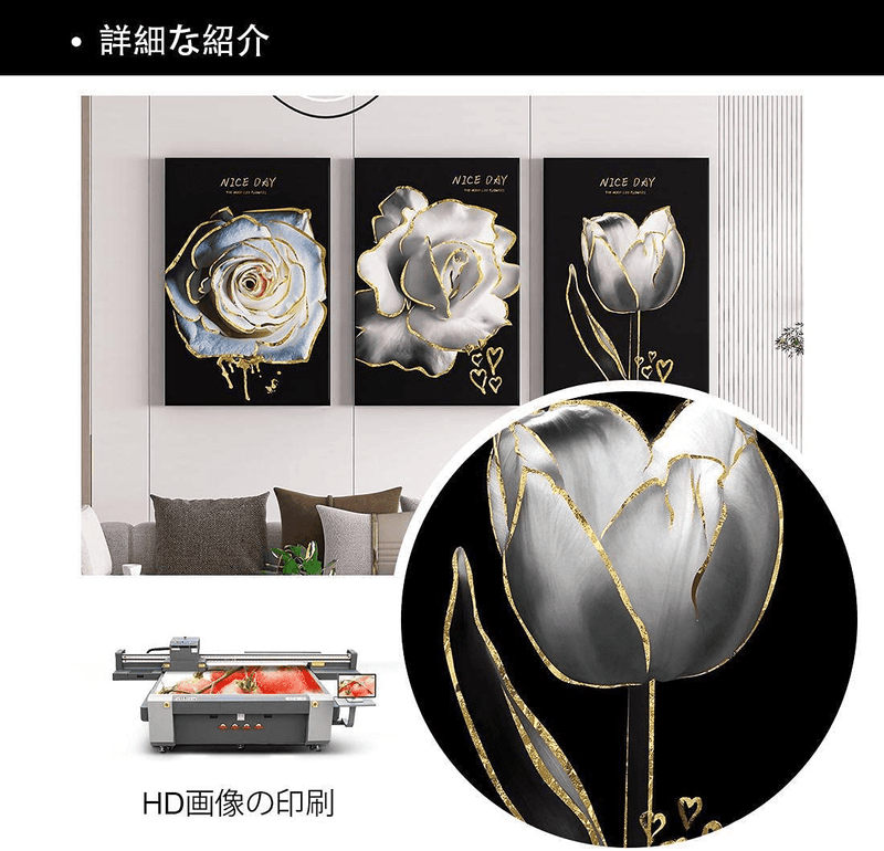 3 Panels Black and White Canvas Wall Art Bathroom Decor Gold Blue Butterfly Flower Poster Abstract Prints Paintings Artwork Framed Ready to Hang Modern Home Decoration For Kitchen Living Room Bedroom Home & Garden > Decor > Artwork > Posters, Prints, & Visual Artwork ARYTVOI   