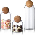 3 Piece Glass Storage Containers with Airtight Seal Wood Cork Ball Lids, Apothecary Jars with Lids ,Candy Jar for Food, Coffee, Bean, Tea, Spice, Salt, Sugar, Cookie Home & Garden > Decor > Decorative Jars Ansqu Cork Ball Lids -3pcs  