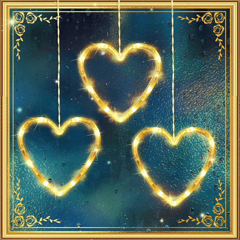 3 Pieces Christmas Indoor Window Decorative Light Decoration Lights, Backdrop Lights for Outdoor Indoor Home Bedroom Wedding Party Holiday Wall (Heart Style) Home & Garden > Decor > Seasonal & Holiday Decorations Mudder   