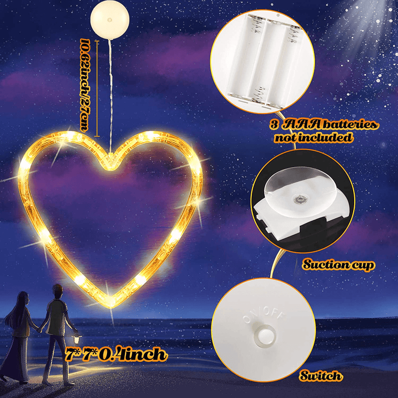 3 Pieces Christmas Indoor Window Decorative Light Decoration Lights, Backdrop Lights for Outdoor Indoor Home Bedroom Wedding Party Holiday Wall (Heart Style)