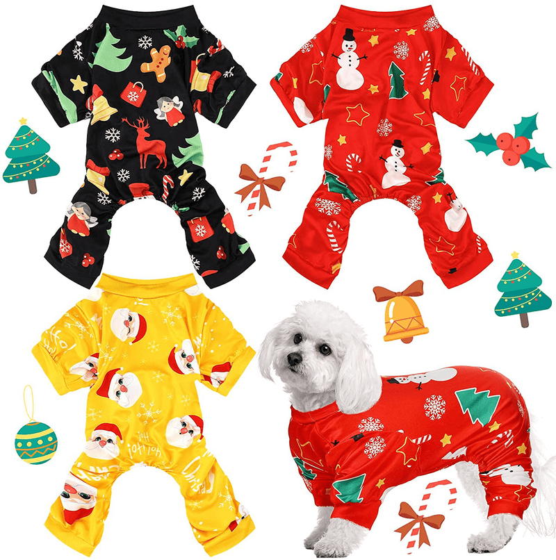 3 Pieces Dog Pajamas Small Pet Clothes Costume Apparel Jumpsuit Lovely Puppy Pajamas for Pet Holiday Decorations Animals & Pet Supplies > Pet Supplies > Dog Supplies > Dog Apparel Frienda Snowman Pattern XL 