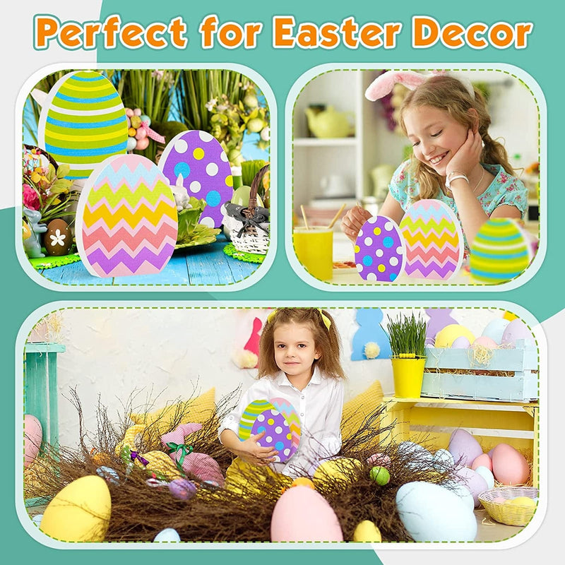3 Pieces Easter Egg Table Wooden Signs Egg Farmhouse Decorations Spring Egg Wood Tabletop Easter Decorations Easter Egg Dining Room Table Centerpiece for Easter Party Home Office Desk Decor Home & Garden > Decor > Seasonal & Holiday Decorations Threan   