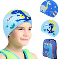 3 Pieces Kids Swim Caps for Girls Boys(Age 3-8), Silicone Swimming Caps with Swim Bag for Toddler Child Youth Teen, Waterproof Bathing Caps Swim Hat for Long and Short Hair 3PCS/2PCS Sporting Goods > Outdoor Recreation > Boating & Water Sports > Swimming > Swim Caps MAIGOZON 2 Packs  