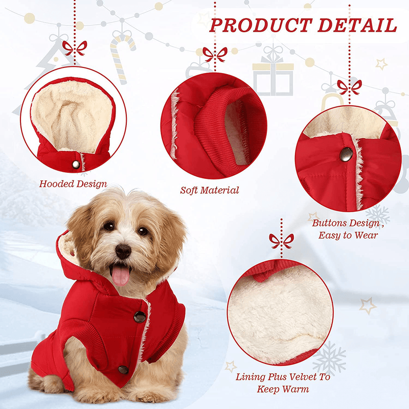 3 Pieces Pet Dog Clothes Knitwear Fleece Warm Dog Hoodie Winter Dog Hoodie New Year Sweater Small Dog Jacket Hooded Puppy Coat Valentine Clothing Soft Thickening Pup Dogs Shirt for Dogs, Red Animals & Pet Supplies > Pet Supplies > Dog Supplies > Dog Apparel Frienda   
