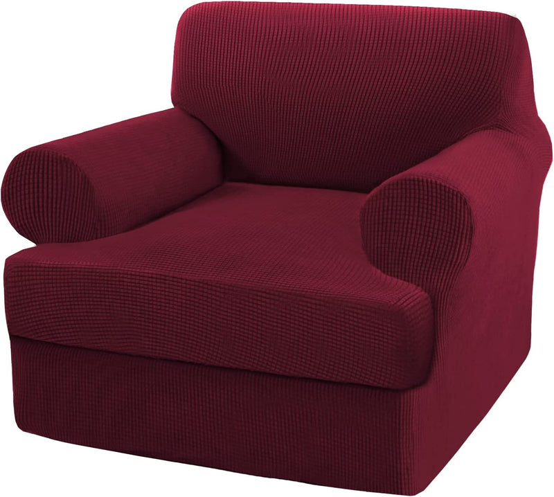 3 Pieces Sofa Covers T Cushion Sofa Slipcovers for 2 Cushion Couch Stretch Couch Cover Soft Sofa Slip Cover Furniture Covers with 2 Individual T Cushion Seat Covers, Machine Washable (Large, Ivory) Home & Garden > Decor > Chair & Sofa Cushions Turquoize Burgundy Small 