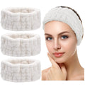 3 Pieces Spa Facial Headband for Makeup and Washing Face Women Spa Yoga Sports Shower Facial Head Band Elastic Head Wrap for Girls and Women (White) Sporting Goods > Outdoor Recreation > Winter Sports & Activities Chuangdi White  