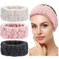 3 Pieces Spa Facial Headband for Makeup and Washing Face Women Spa Yoga Sports Shower Facial Head Band Elastic Head Wrap for Girls and Women (White) Sporting Goods > Outdoor Recreation > Winter Sports & Activities Chuangdi Pink, Milky-White, Dark Grey  