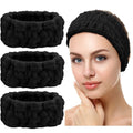 3 Pieces Spa Facial Headband for Makeup and Washing Face Women Spa Yoga Sports Shower Facial Head Band Elastic Head Wrap for Girls and Women (White) Sporting Goods > Outdoor Recreation > Winter Sports & Activities Chuangdi Black  