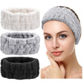 3 Pieces Spa Facial Headband for Makeup and Washing Face Women Spa Yoga Sports Shower Facial Head Band Elastic Head Wrap for Girls and Women (White)