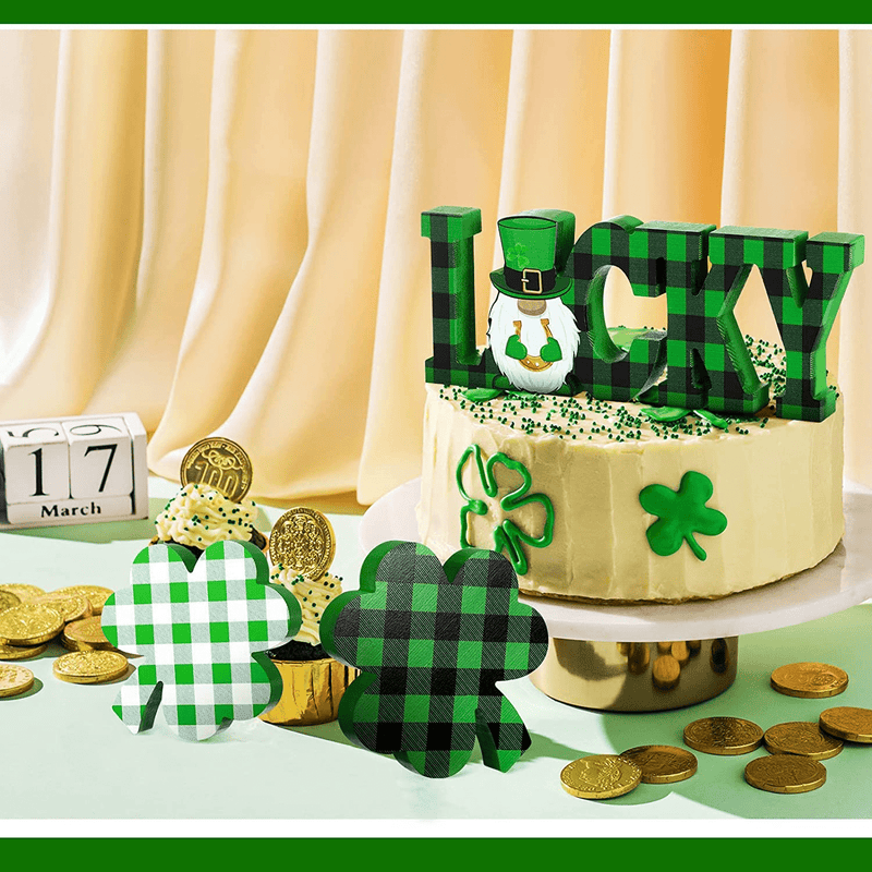 3 Pieces St. Patrick'S Day Table Wooden Signs, Shamrock Tiered Tray Decor Lucky Table Decor Irish Freestanding Tray Tabletop Decorations for Home Decor Party Decoration Arts & Entertainment > Party & Celebration > Party Supplies Yookeer   
