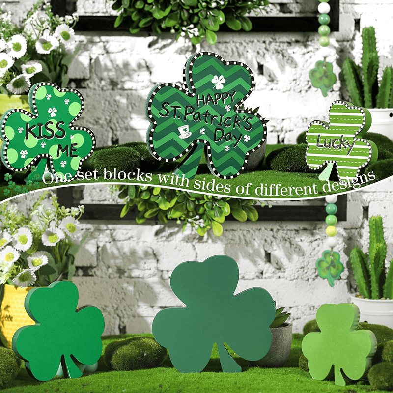 3 Pieces St. Patrick'S Day Wooden Decors Irish Shamrocks Ornaments Lucky Clover Baubles Green Shamrock Signs for Desk, Office and Home Decoration (Cute Style) Arts & Entertainment > Party & Celebration > Party Supplies Yalikop   