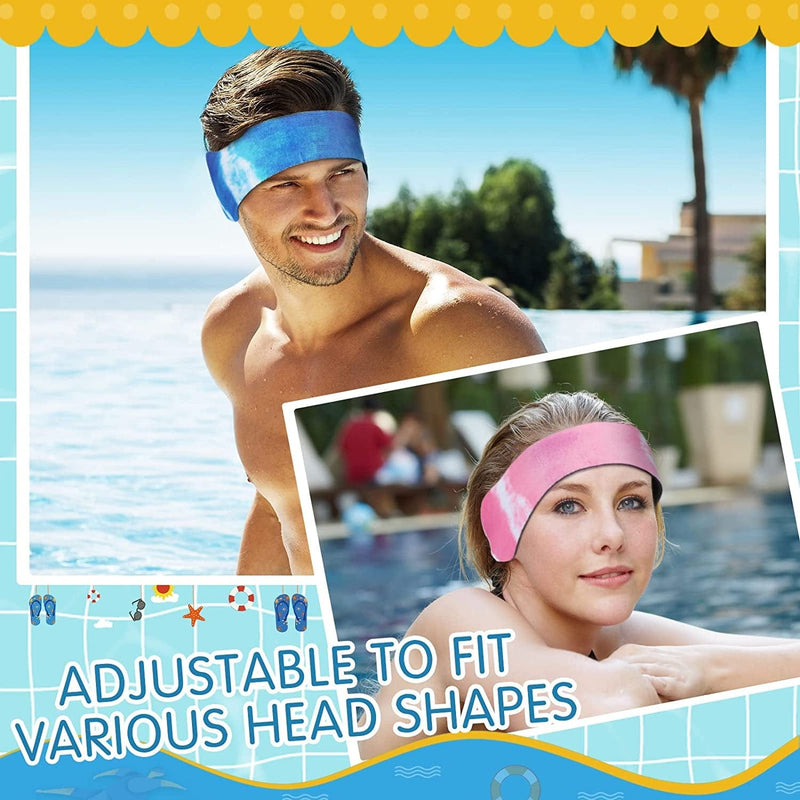 3 Pieces Swimming Headband Waterproof Swim Ear Band Elastic Ear Protection Band for Swimmers Adult Men Women Kids Block Water Secure Earplugs Water Protection Bath Shower Pool Beach (Tie Dye Style) Sporting Goods > Outdoor Recreation > Boating & Water Sports > Swimming Tatuo   