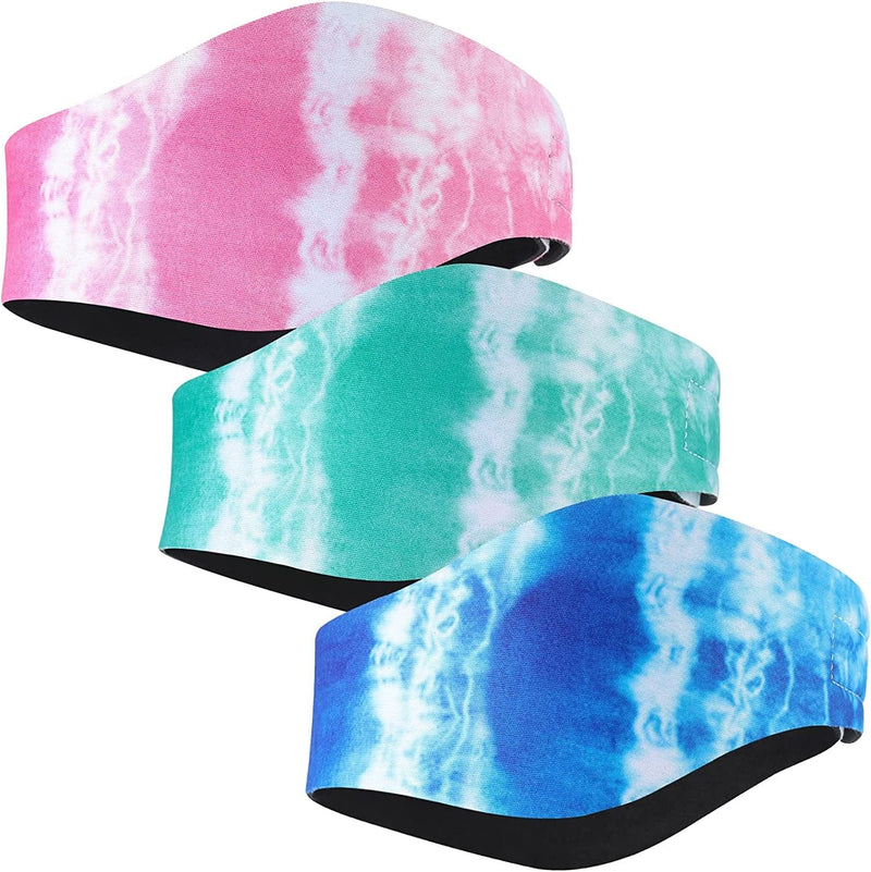 3 Pieces Swimming Headband Waterproof Swim Ear Band Elastic Ear Protection Band for Swimmers Adult Men Women Kids Block Water Secure Earplugs Water Protection Bath Shower Pool Beach (Tie Dye Style) Sporting Goods > Outdoor Recreation > Boating & Water Sports > Swimming Tatuo Tie Dye Style  