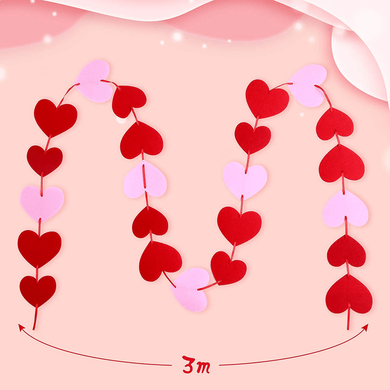 3 Pieces Valentine'S Day Heart Banners Valentines Heart Felt Garlands No DIY Red and Pink Heart Hanging Decorations Valentines Heart Wall Decor for Valentines Day Wedding Party Wall Decor, 9.8 Ft Arts & Entertainment > Party & Celebration > Party Supplies Sumind   