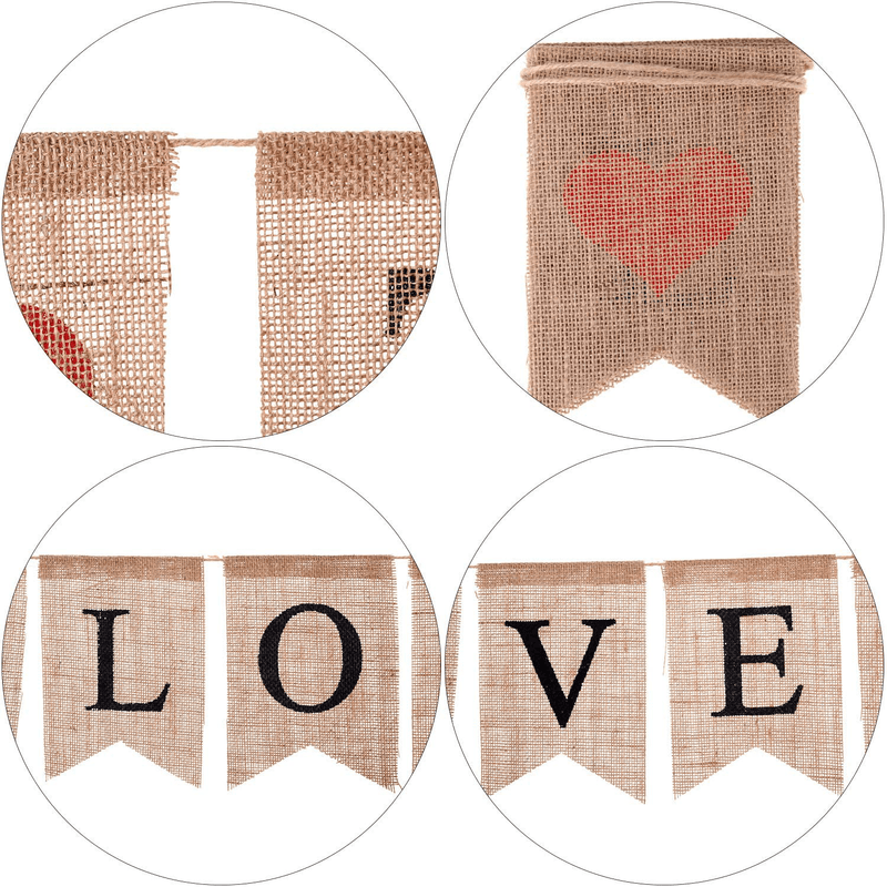 3 Pieces Valentines Day Banner Decoration Love Burlap Banner Felt Heart Garland Red Pink Heart Banner for Valentines Day Wedding Engagement Anniversary Party Supplies Arts & Entertainment > Party & Celebration > Party Supplies Boao   