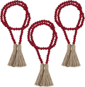 3 Pieces Wood Bead Garlands Farmhouse Beads Bobo Decor Rustic Bead Garlands with Tassels Country Decorations Holiday Favor, 3.7 Feet (White) Home & Garden > Decor > Seasonal & Holiday Decorations WILLBOND Dark Red  