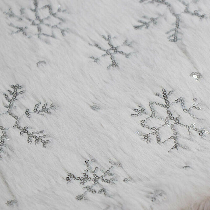 30/35 Inches Snowflake Plush Christmas Tree Skirt Xmas New Year Party Supply Ornament Home & Garden > Decor > Seasonal & Holiday Decorations > Christmas Tree Skirts Costyle   