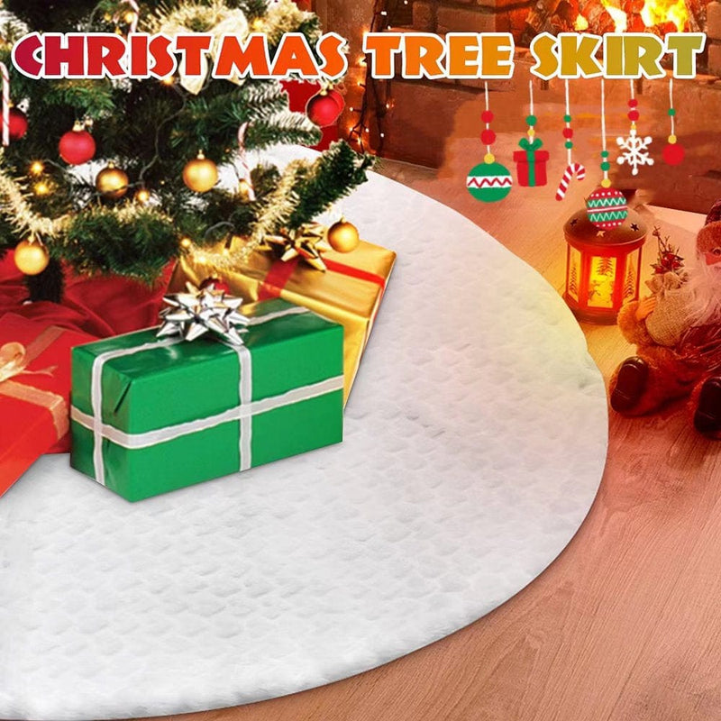 30.7"/ 35.4''/48" round White Faux Fur Christmas Tree Skirts Floor Cover Mat Home Hotel Christmas Party DIY Decor Home & Garden > Decor > Seasonal & Holiday Decorations > Christmas Tree Skirts Novashion 48" White - C 