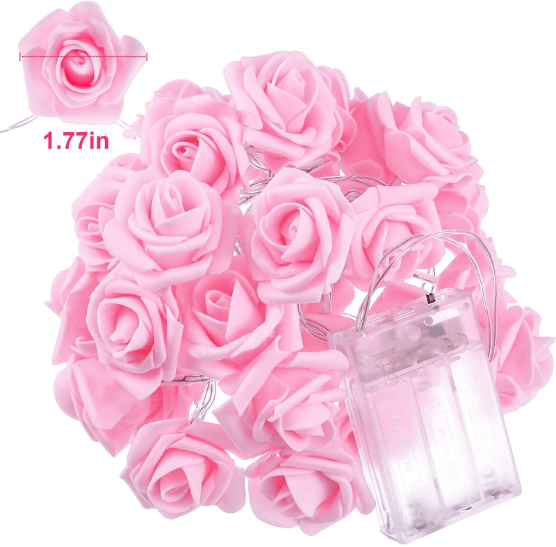 30 LED Valentine'S String Lights Pink Rose Flower Battery Operated Romantic Fairy String Lights for Valentine'S Day, Wedding, Birthday Indoor Outdoor Decorations Home & Garden > Decor > Seasonal & Holiday Decorations BBTO   