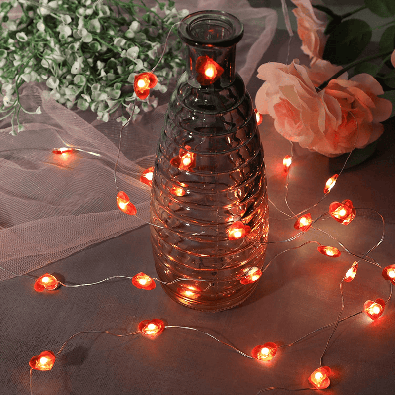 30 Leds Red Heart Fairy Lights, LED Fairy String Lights with Remote Control and Battery Box for DIY Wedding Indoor Party Valentine'S Day Home & Garden > Decor > Seasonal & Holiday Decorations Mudder   