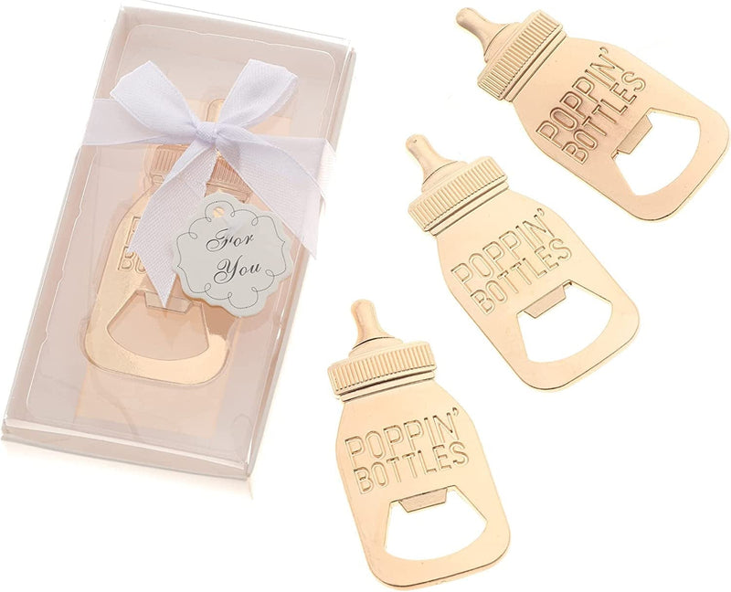 30 Pack Baby Shower and Gender Reveal Bottle Openers Party Favors Souvenirs for Guests with Gift Boxes for Boy and Girl Newborn (White - Baby Bottle, 30)
