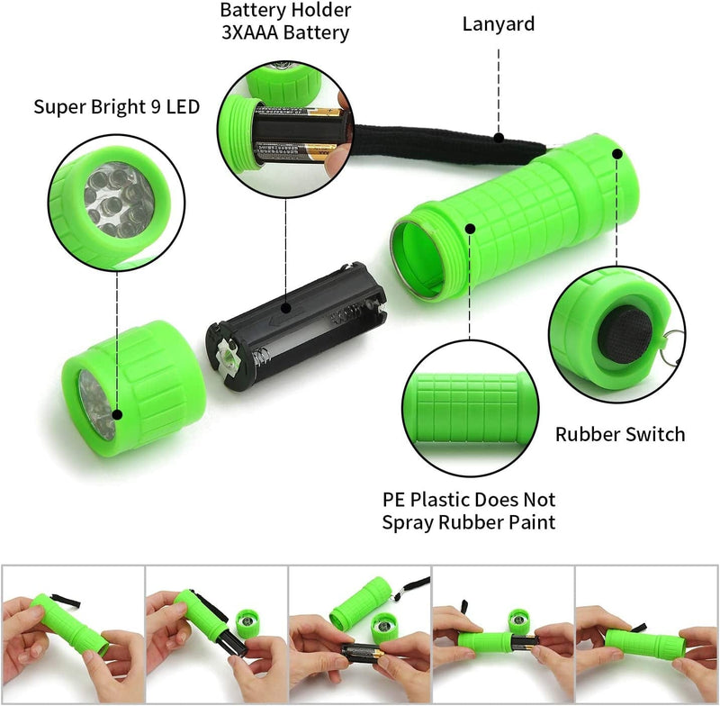 30-Pack Small Mini Flashlight Set, 5 Colors, 9-LED Handheld Flashlight with Lanyard,90-Pack AAA Battery Included for Kids/Night Reading/Party/Camping/Emergency/Hunting(30 Pack) Hardware > Tools > Flashlights & Headlamps > Flashlights Whaply   