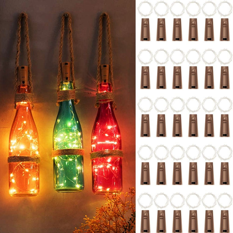 30 Pack Wine Bottle Lights with Cork - Cork Bottle Lights 6.6 Feet Silver Wire 20 Leds,Fairy Mini String Lights for Christmas,Diy,Party,Decor,Wedding (Warm White) Home & Garden > Decor > Seasonal & Holiday Decorations oannao   