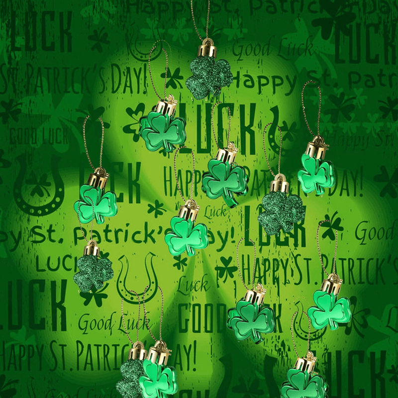 30 PCS St. Patrick'S Day Shamrocks Ornament Set, Good Luck Clover Hanging Bauble Trefoil Pendant Decoration for Keyring Tree Shelf Home Decor Irish Festival, 3 Style Arts & Entertainment > Party & Celebration > Party Supplies OuMuaMua   