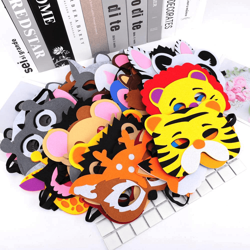 30 Pieces Felt Animal Masks for Kids Jungle Theme Party Favors Supplies Apparel & Accessories > Costumes & Accessories > Masks ShaggyDogz   