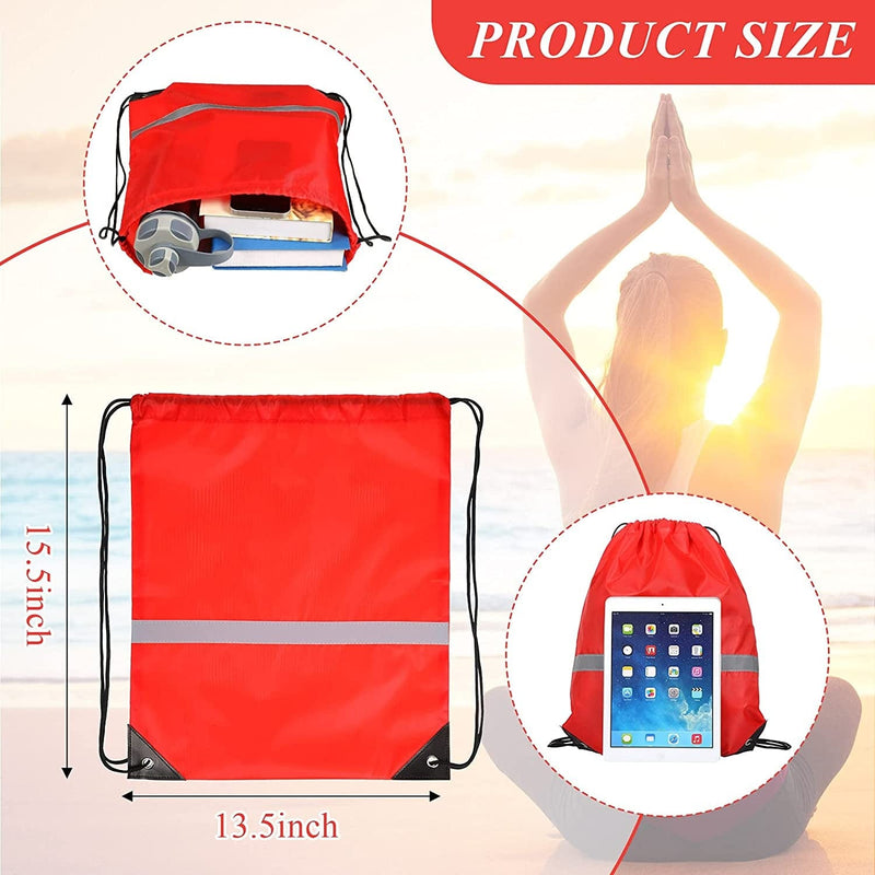 30 Pieces Reflective Drawstring Backpack Bags Sports Gym Cinch Bags Cinch Sack Tote Bags for School Yoga Sport Traveling (Red) Home & Garden > Household Supplies > Storage & Organization Shappy   