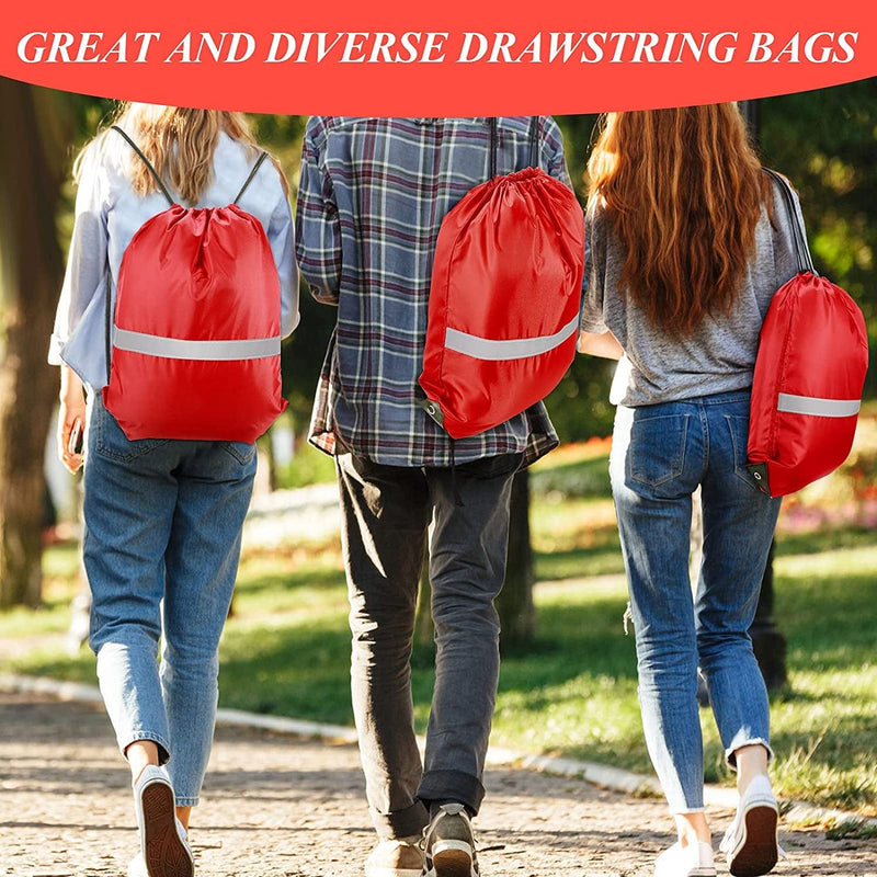 30 Pieces Reflective Drawstring Backpack Bags Sports Gym Cinch Bags Cinch Sack Tote Bags for School Yoga Sport Traveling (Red) Home & Garden > Household Supplies > Storage & Organization Shappy   