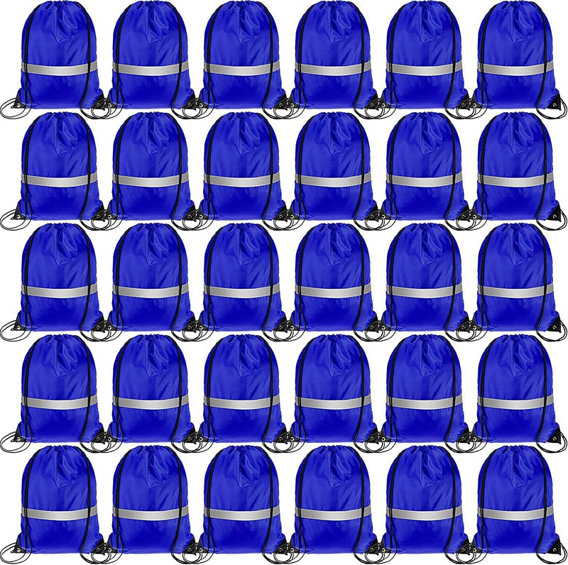 30 Pieces Reflective Drawstring Backpack Bags Sports Gym Cinch Bags Cinch Sack Tote Bags for School Yoga Sport Traveling (Red) Home & Garden > Household Supplies > Storage & Organization Shappy Blue  