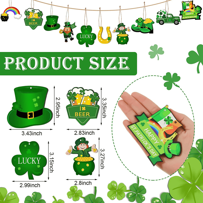 30 Pieces St. Patrick'S Day Wooden Ornaments Decorations Shamrock Leprechaun Horseshoe Hanging Wooden Cutouts Beer Green Car Wooden Ornament for Tree Saint Patrick'S Day Irish Party Supplies Arts & Entertainment > Party & Celebration > Party Supplies Jetec   