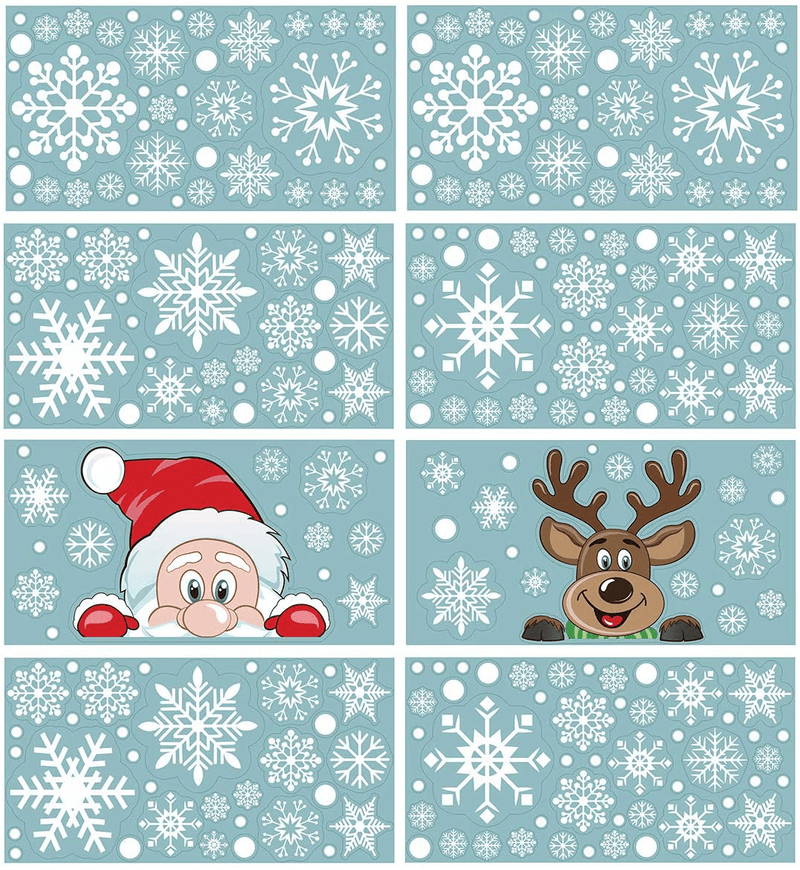 300 PCS 8 Sheet Christmas Snowflake Window Cling Stickers for Glass, Xmas Decals Decorations Holiday Snowflake Santa Claus Reindeer Decals for Party Home & Garden > Decor > Seasonal & Holiday Decorations& Garden > Decor > Seasonal & Holiday Decorations CCINEE   