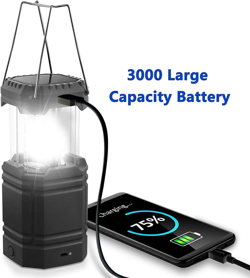 3000 Large Capacity Hand Crank Solar Camping Lantern, Portable Ultra Bright LED Torch, 23-26 Hours Running Time, USB Charger, Electronic Lantern for Outdoor Home & Garden > Lighting > Lamps Mesqool E-commerce Co.Ltd   