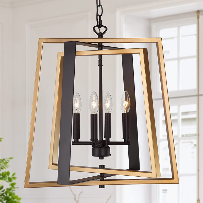 LNC Black and Gold Chandelier, 20“W Modern Farmhouse Pendant Lighting Fixture with Free Swinging Arms for Dining Room, Foyer, Bedroom, Kitchen Island Home & Garden > Lighting > Lighting Fixtures > Chandeliers LNC   