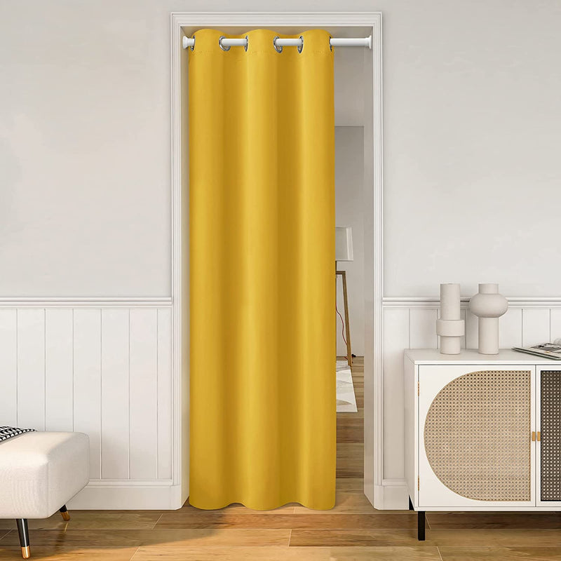 HOMEIDEAS Yellow Door Curtain for Doorway Privacy, W39 X L78 Inch Closet Curtain for Bedroom Closet Door, Grommet Curtain Cover 1 Panel Home & Garden > Decor > Window Treatments > Curtains & Drapes HOMEIDEAS Mustard Yellow 34" X 80" 
