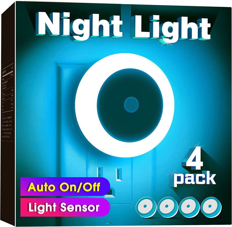 Night Light, Night Lights Plug into Wall [4Pack], Nightlight with Light Sensors, LED Night Light for Kids Room, Baby Night Light, Bathroom Night Light, Stair Lights, Hallway Light, Warm White