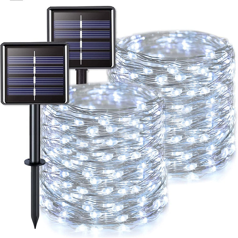 Clearance Solar Powered String Light 200 LED 3 Lighting Modes Lights Waterproof Outdoor Hanging Fairy Lighting for Valentine'S Day Decorations Home & Garden > Decor > Seasonal & Holiday Decorations HQZY 100LED White 2