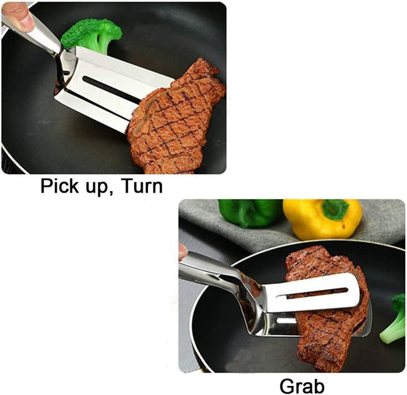 304 Kitchens Tongs 10Inch Premium Stainless Steel Multipurpose Gripper Bread Clip/Steak Clamps/Fried Steak Clamp/Barbecue Tongs/Beefsteak Turner Flipper Home & Garden > Kitchen & Dining > Kitchen Tools & Utensils JXHAPY   