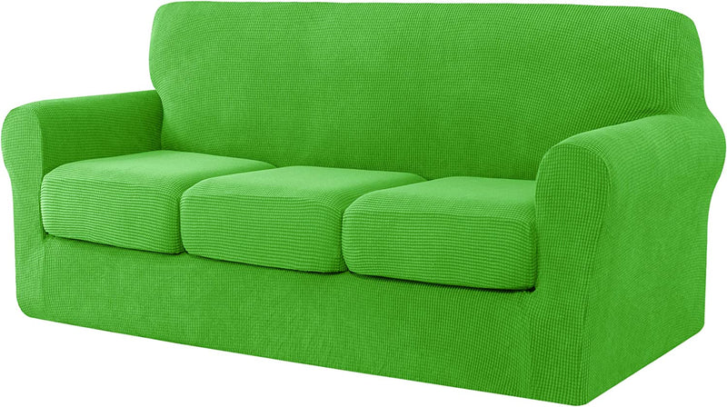 Ouka Slipcover with 3-Piece Separate Cushion Cover, High Stretch Couch Cover, Soft Protector for Sofa with Separate Cushions(Large,Ivory White) Home & Garden > Decor > Chair & Sofa Cushions Ouka Grass Green Large 