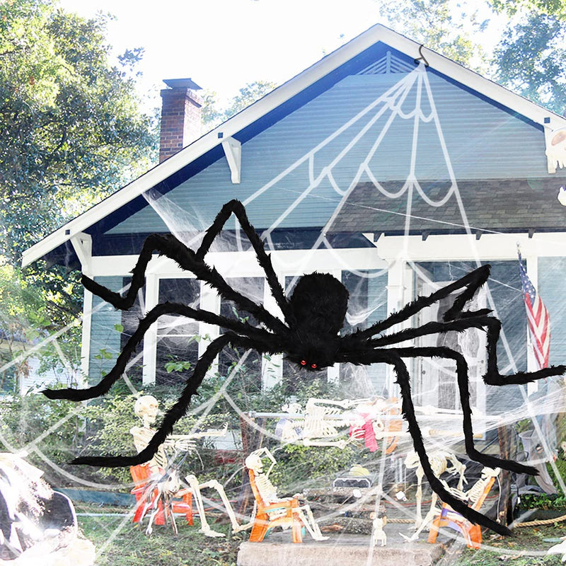 Aiduy Outdoor Halloween Decorations Scary Giant Spider Fake Large Spider Hairy Spider Props for Halloween Yard Decorations Party Decor, Black (1 Pack)