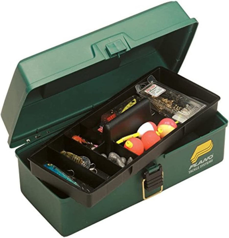 Plano One Tray Tackle Box, Dark Green Metallic Sporting Goods > Outdoor Recreation > Fishing > Fishing Tackle South Bend   