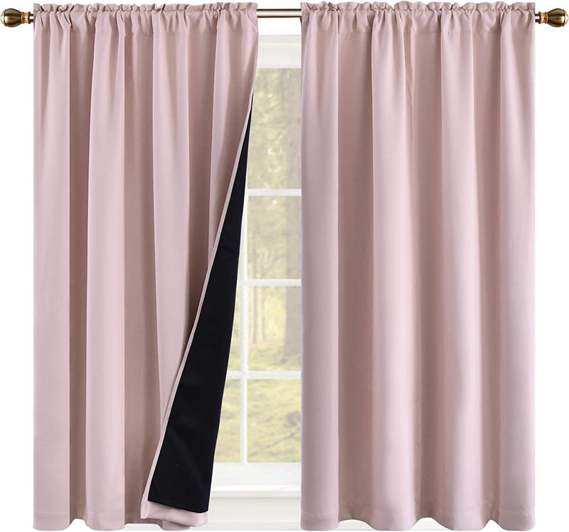 Coral 100PCT Blackout Curtains Bedroom Drapes - Totally Darkness Panels Thermal Insulated Lined Rod Pocket Curtains for Kids Room( 2 Panels 42 by 45 Inch) Home & Garden > Decor > Window Treatments > Curtains & Drapes KEQIAOSUOCAI Baby Pink W42" X L45" 