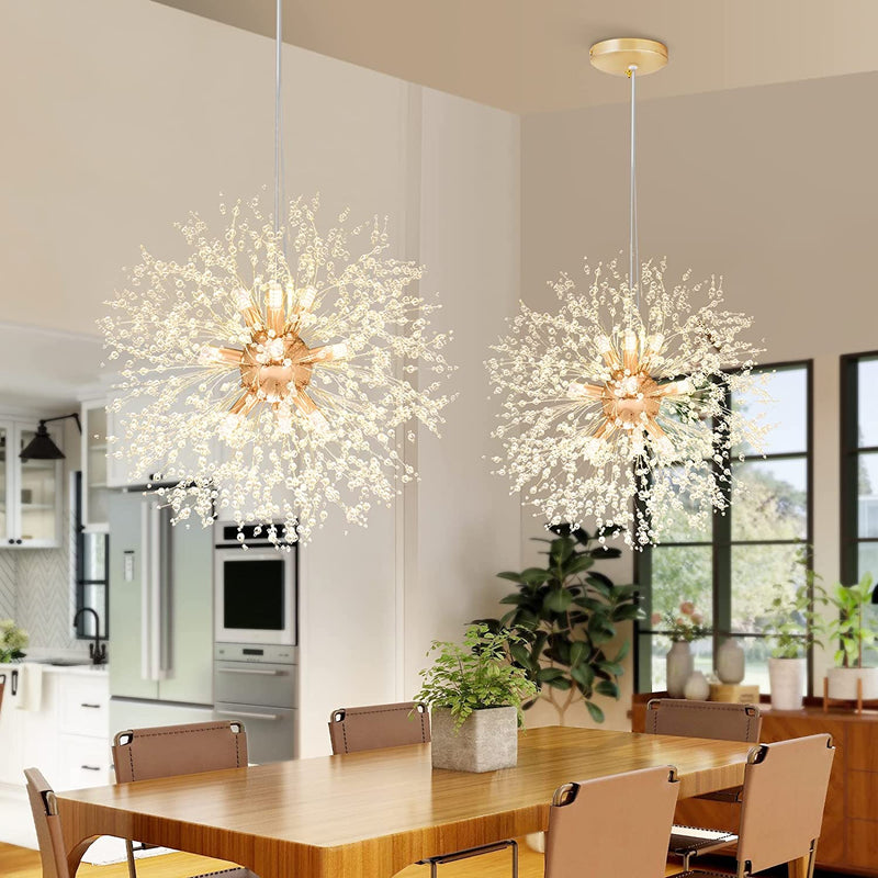 Sinerise Firework Crystal Chandelier, Modern Dandelion Chandelier (9-Light, Gold) Home & Garden > Lighting > Lighting Fixtures > Chandeliers SineRise   